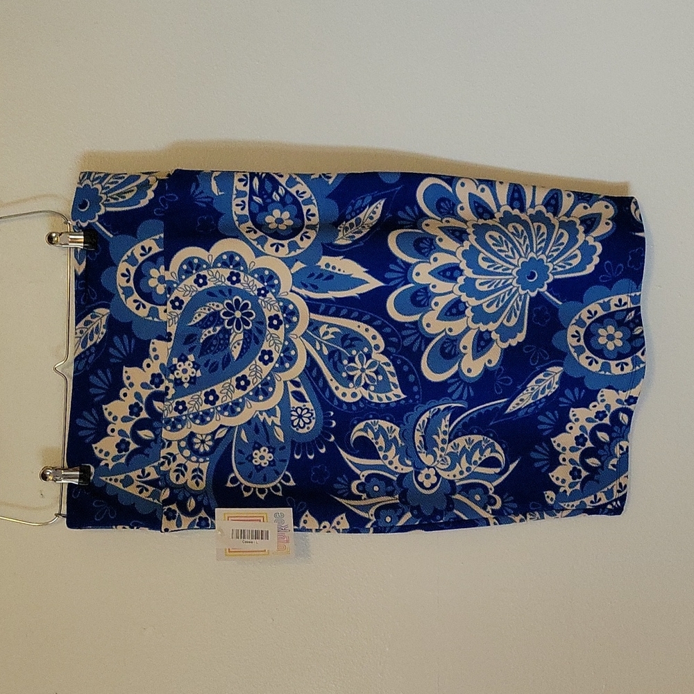 Blue paisley pencil skirt